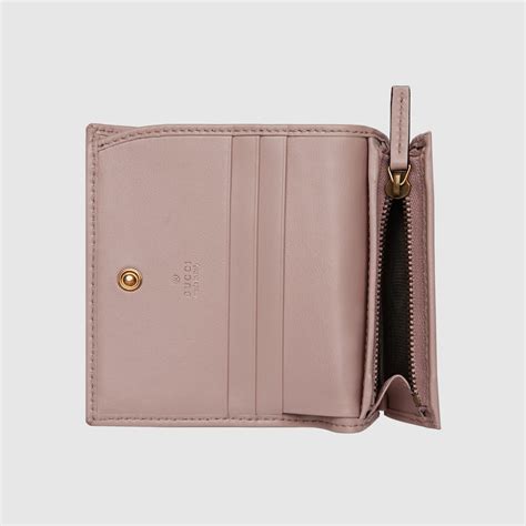 gucci wallet dollar calf blossom 354496 pink|Dusty Pink Leather GG Marmont Card Case Wallet.